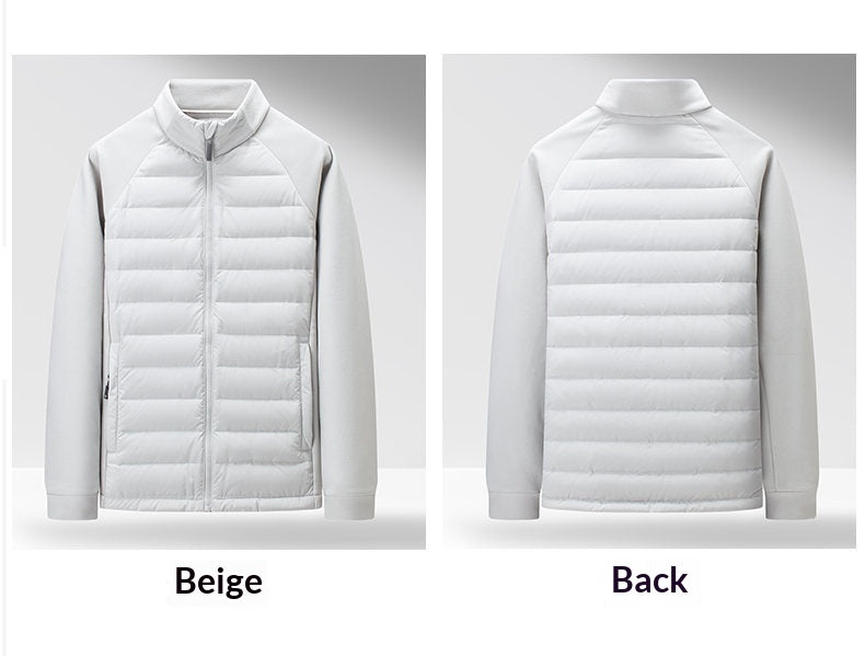 Men’s Stand-Up Collar Patchwork Down Jacket