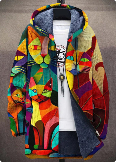Men’s Winter Printed Plush-Lining Jacket – Thick & Windproof Outerwear