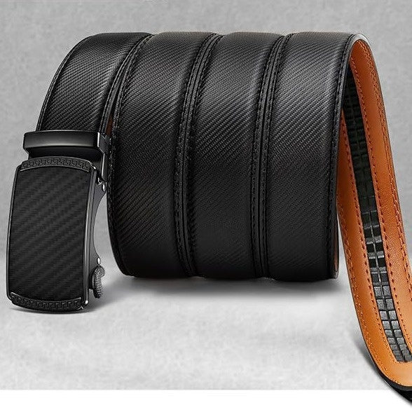 Men’s Automatic Buckle Leather Belt – Matte Finish & Timeless Style