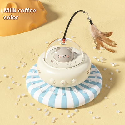 Smart Teaser Cat Toy – Electric UFO Feather Stick with Bell