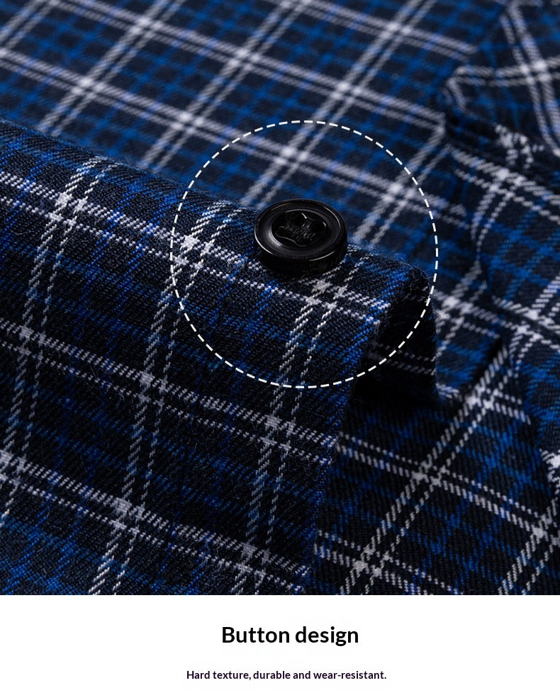 Retro Brushed Long-Sleeve Casual Cotton Plaid Shirt
