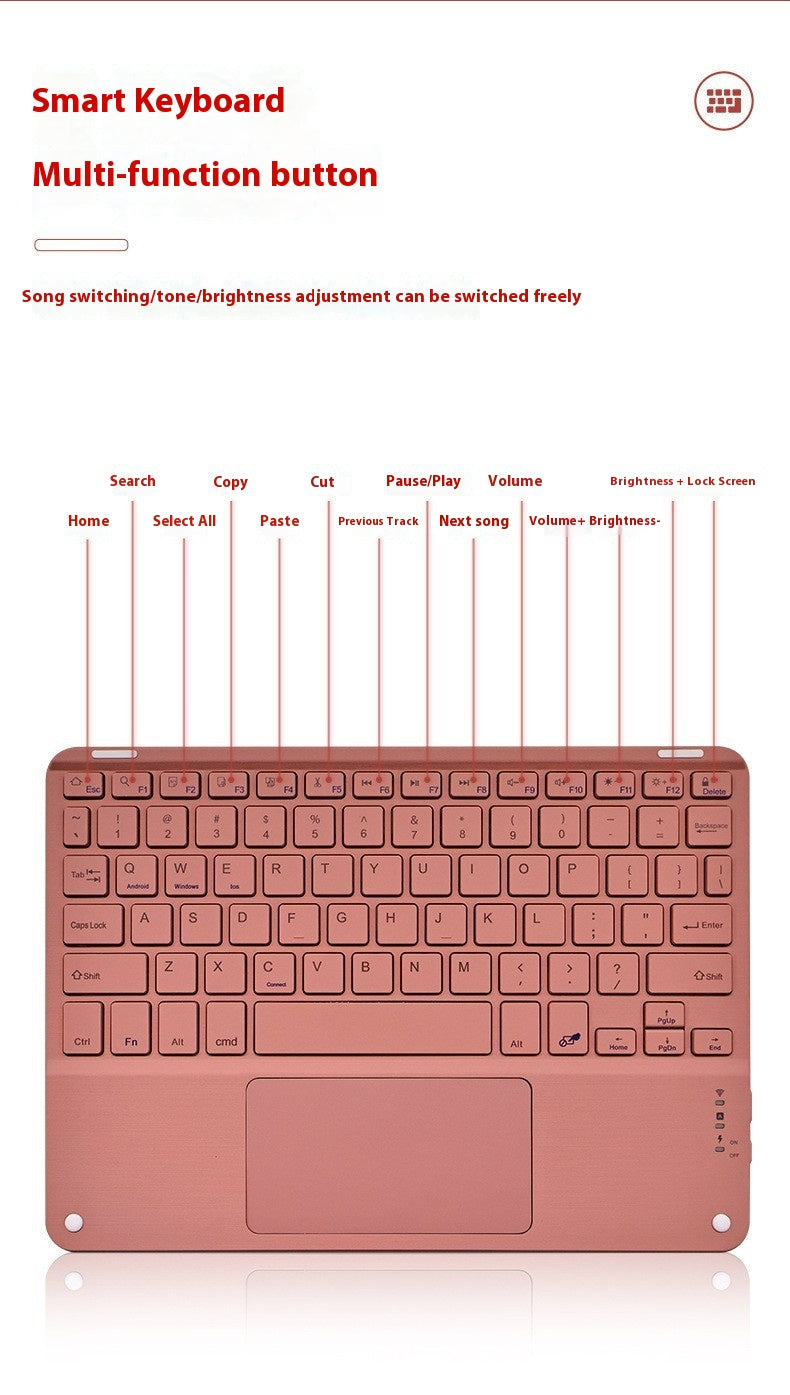 Square Hat Touch Bluetooth Wireless Charging Keyboard