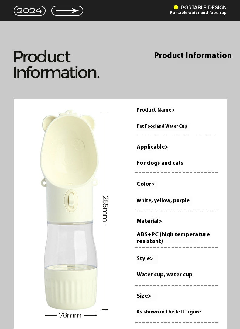 2-in-1 Portable Dog Water Bottle & Food Container