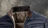 Vintage Leather Quilted Patchwork Thermal Zip-Up Outdoor Jacket
