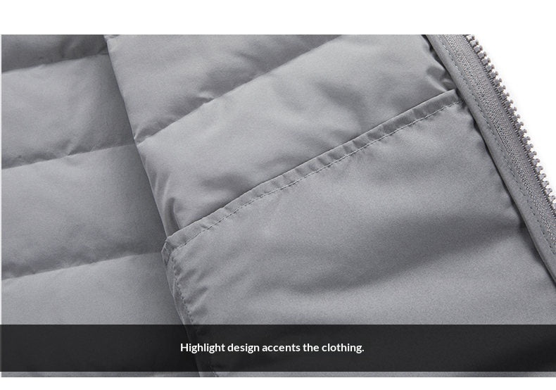 Men’s Stand-Up Collar Patchwork Down Jacket