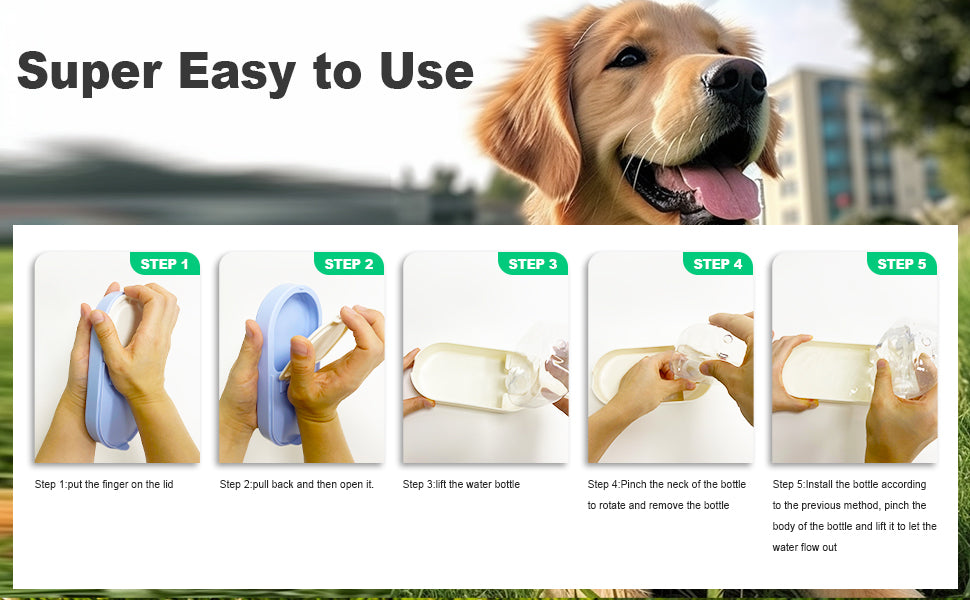 2-in-1 Portable Dog Water Bottle & Food Container