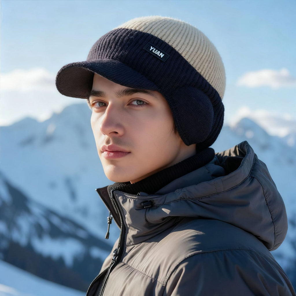 Men’s Fleece-Lined Thickened Warm Knitted Hat – Winter Comfort