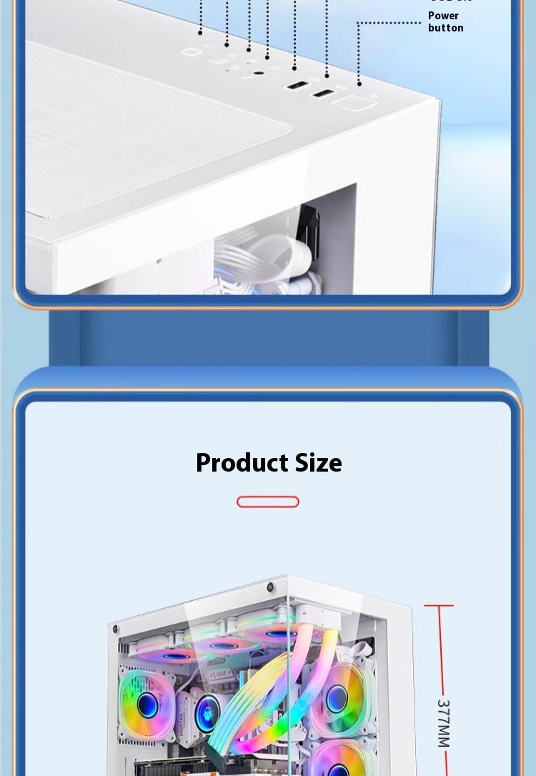 Panoramic Glass 360° Water‑Cooled Desktop Computer Host