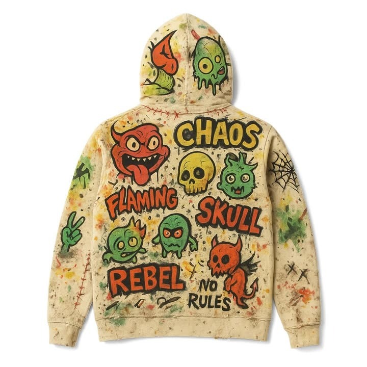 Painted Hoodie – Printed Graffiti Sweatshirt for Streetwear Style