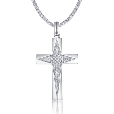 Luxury Moissanite Cross Necklace – Plated Pendant, Elegant Light Luxury Jewelry