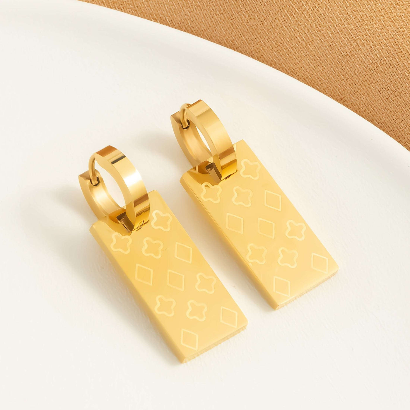 18K Gold-Plated Hollow Rectangle Hoop Earrings