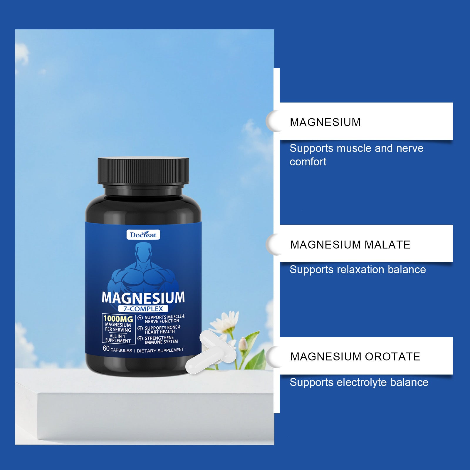 Seven-Source Magnesium Complex Capsules – Complete Mineral Support for Energy & Relaxation