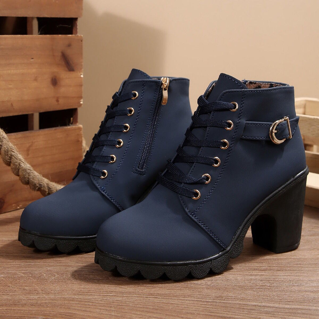 Women’s Cross-Tie Chunky Heel Ankle Boots