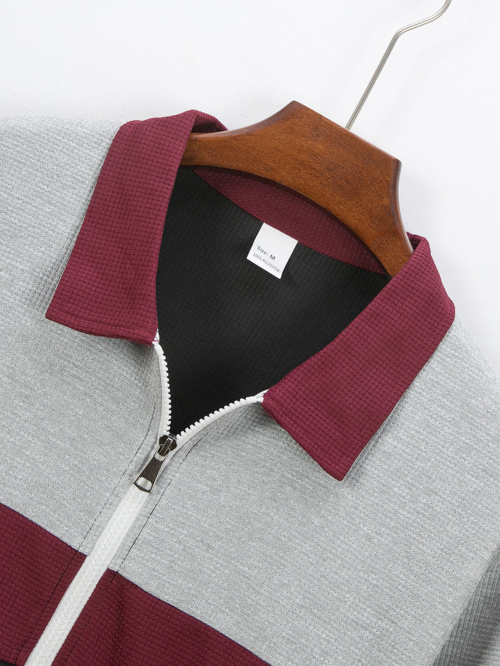 Waffle Knit Colorblock Cardigan – Notched Collar & Zippered Pockets