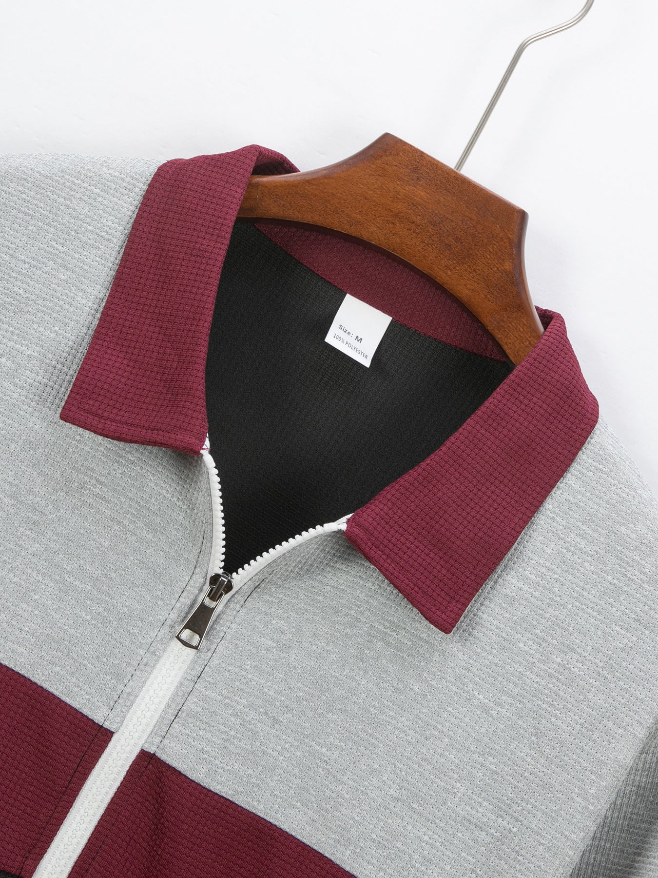 Waffle Knit Colorblock Cardigan – Notched Collar & Zippered Pockets