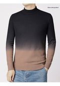 Gradient-Colored Slim-Fitting Thickened Men’s Pullover Sweater