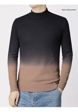 Gradient-Colored Slim-Fitting Thickened Men’s Pullover Sweater