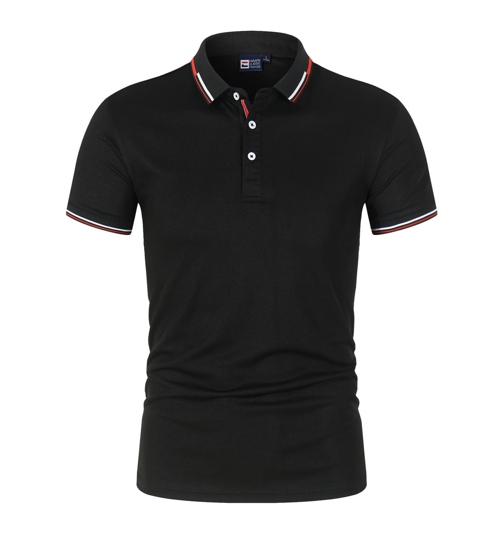 Solid Color Men’s Polo Shirt – Stand-Up Collar & Short Sleeves