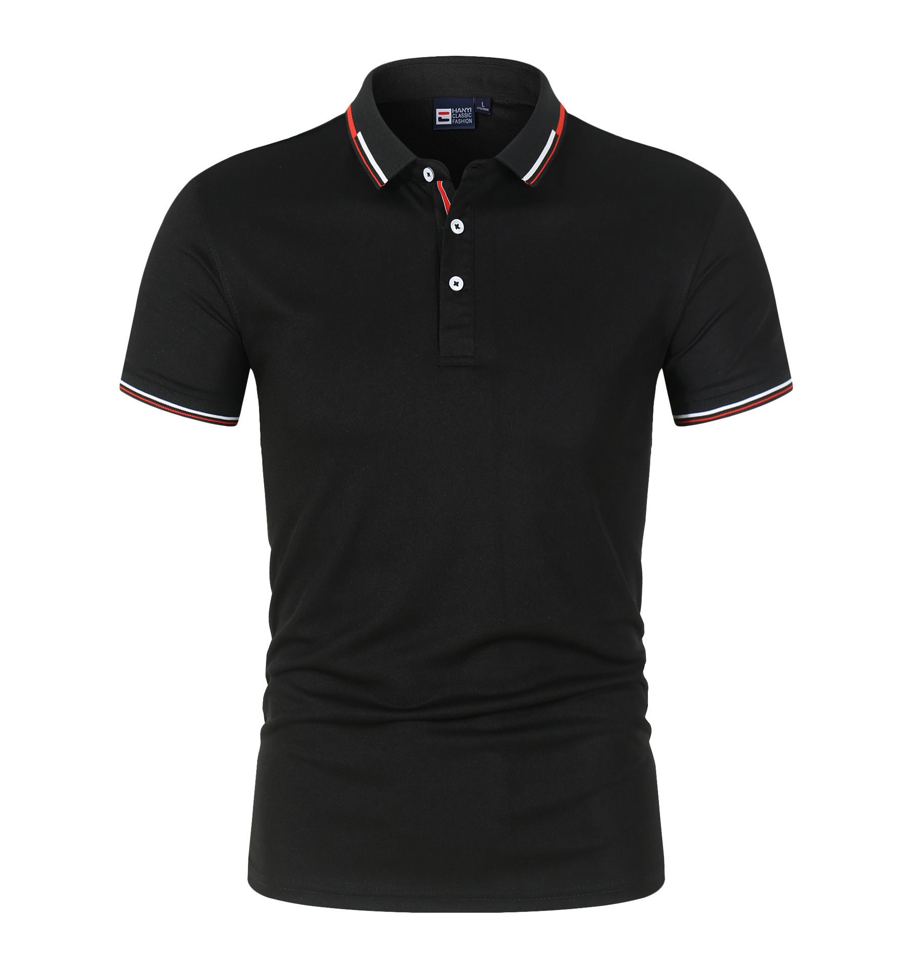 Solid Color Men’s Polo Shirt – Stand-Up Collar & Short Sleeves