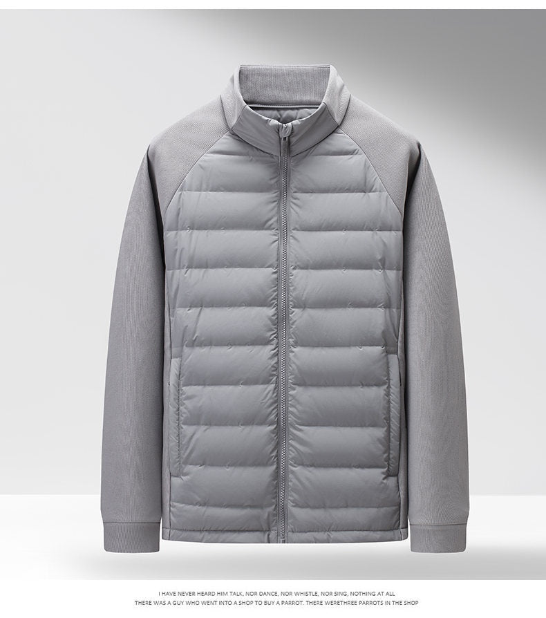Men’s Stand-Up Collar Patchwork Down Jacket
