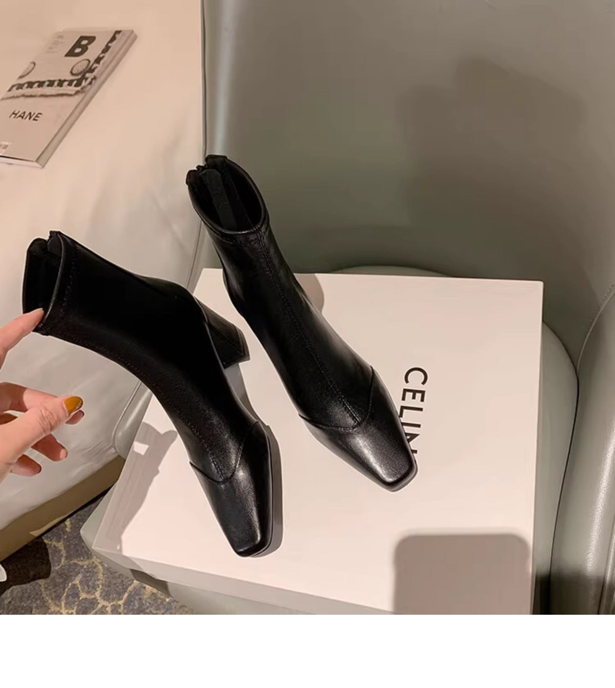 Women’s Off-White Elastic High-Heeled Boots