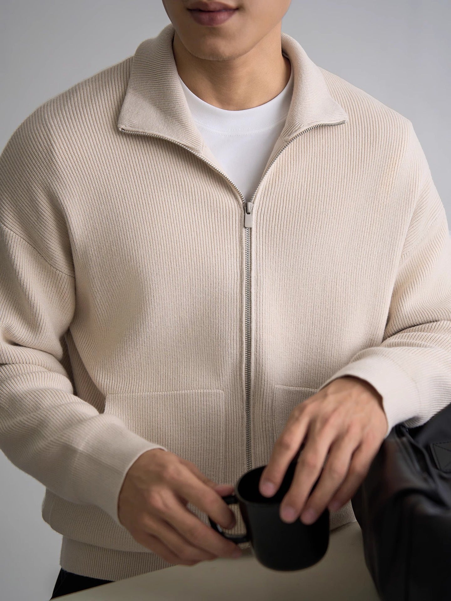 Men’s Autumn/Winter Zip-Up Sweater Top Coat – Warm & Stylish