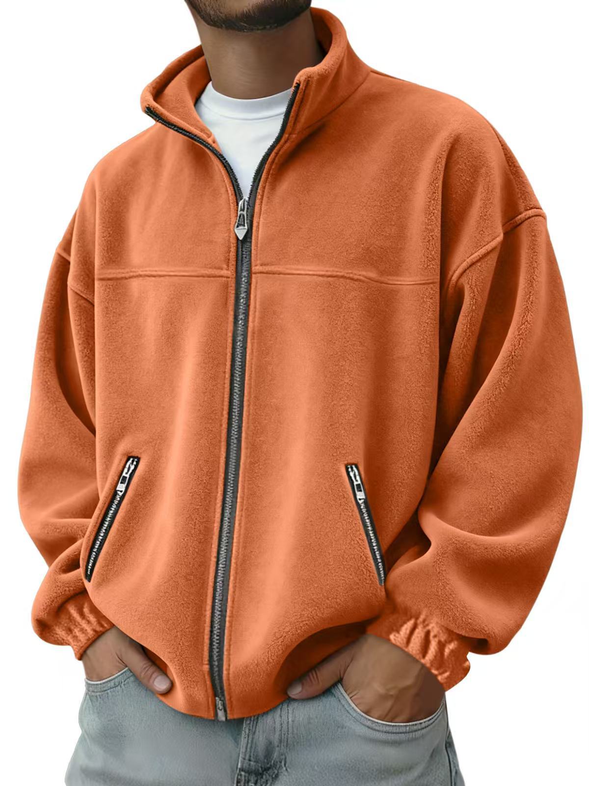 Fleece Stand-Up Collar Zip-Up Hoodie – Casual Jacket for Everyday