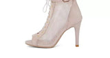 Cutout Lace-Up Ankle Boots