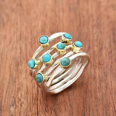 Natural Blue Turquoise Vintage Hand Jewelry