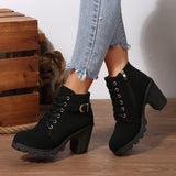 Women’s Cross-Tie Chunky Heel Ankle Boots